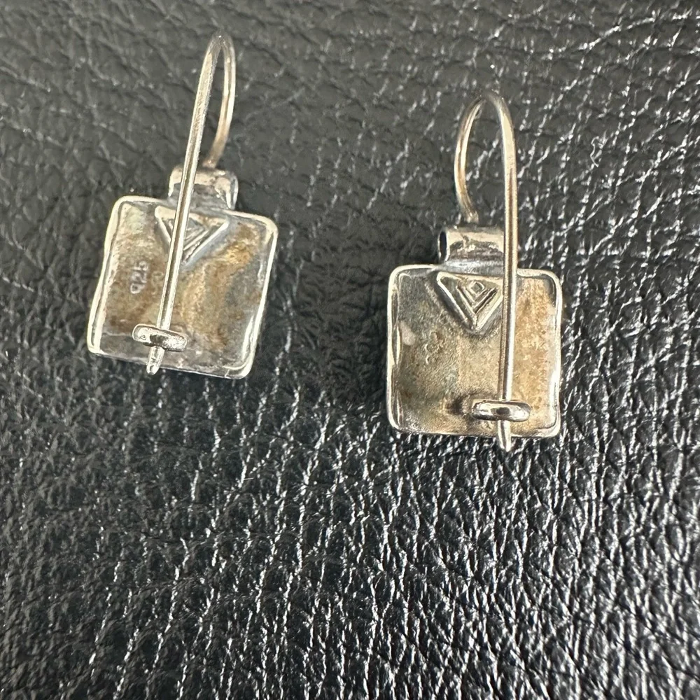 Silpada Silver and Deep Red Square Earrings - Picture 3 of 4